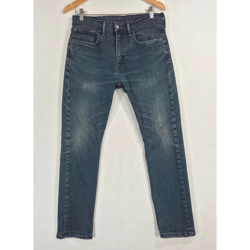 Levis 510 Skinny Fit Jeans Mens 28x29 Dark Wash Blue Denim Distressed 05510-0699